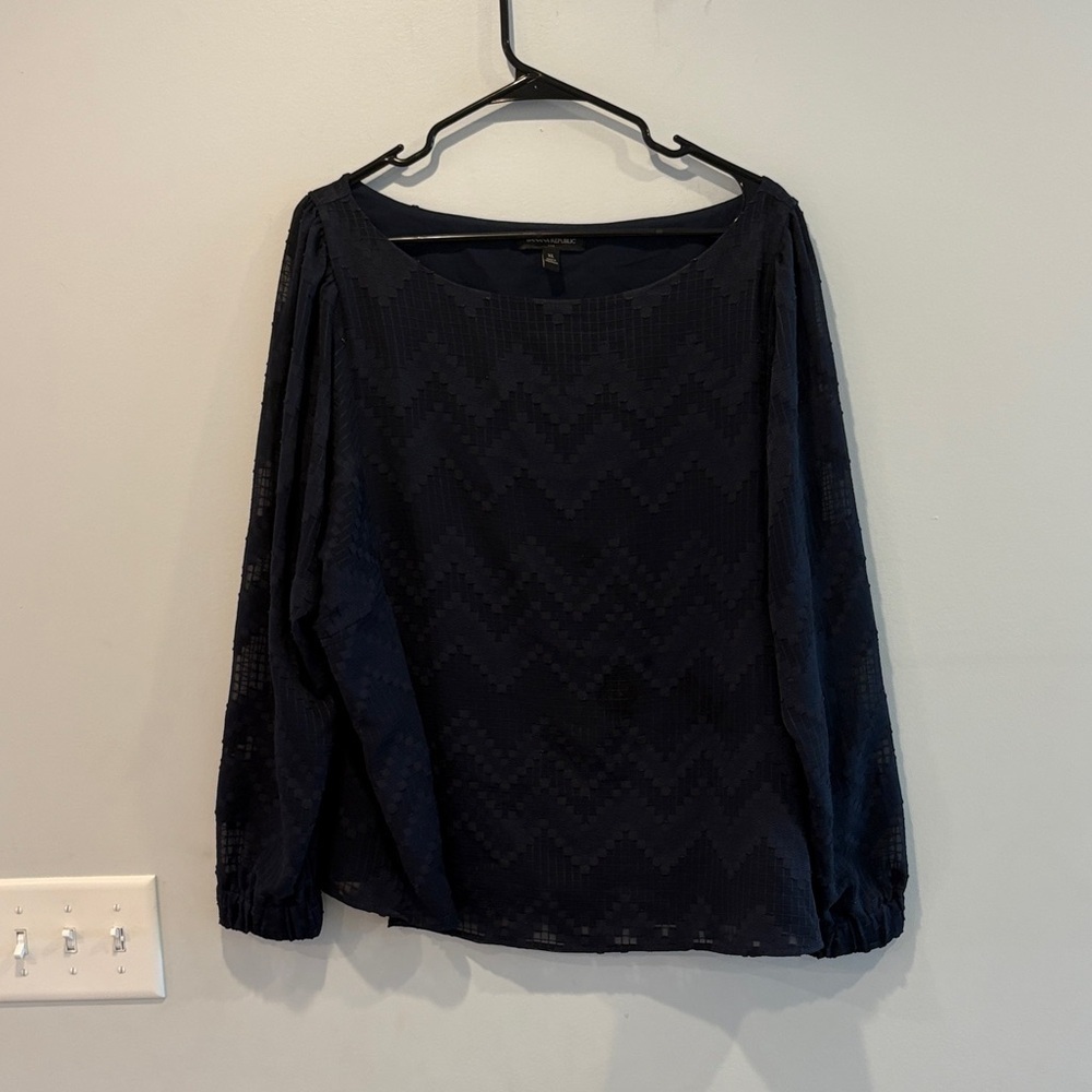 Banana Republic navy Textured Blouse
